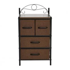 Victoria Mid-Century Walnut 4-Drawer Storage Chest, 31.7 in. H x 17.32 in. W by HOUSEHOLD ESSENTIALS -Richelieu Hardware Sales mid century walnut household essentials chest of drawers 8416 1 c3 1000