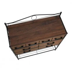 Victoria Mid-Century Walnut 8-Drawer Storage Wide Chest 40.5 in. H x 33.25 in. W x 13 in. D by HOUSEHOLD ESSENTIALS -Richelieu Hardware Sales mid century walnut household essentials chest of drawers 8426 1 1f 1000
