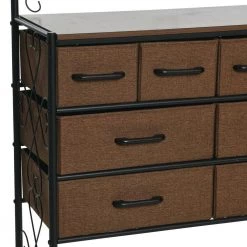Victoria Mid-Century Walnut 8-Drawer Storage Wide Chest 40.5 in. H x 33.25 in. W x 13 in. D by HOUSEHOLD ESSENTIALS -Richelieu Hardware Sales mid century walnut household essentials chest of drawers 8426 1 4f 1000