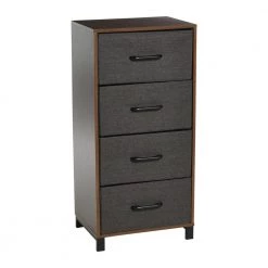 33.25 in. H x 16 in. W Mid-Century Walnut Narrow Hallway 4-Drawer Chest by HOUSEHOLD ESSENTIALS