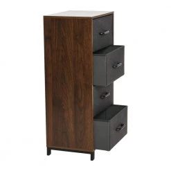 33.25 in. H x 16 in. W Mid-Century Walnut Narrow Hallway 4-Drawer Chest by HOUSEHOLD ESSENTIALS -Richelieu Hardware Sales mid century walnut household essentials chest of drawers 8516 1 77 1000