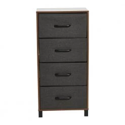 33.25 in. H x 16 in. W Mid-Century Walnut Narrow Hallway 4-Drawer Chest by HOUSEHOLD ESSENTIALS -Richelieu Hardware Sales mid century walnut household essentials chest of drawers 8516 1 c3 1000