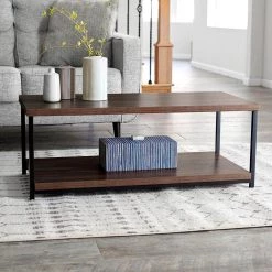 39.4 in. Mid-Century Walnut Rectangular MDF Coffee Table by HOUSEHOLD ESSENTIALS 13 39.4 in. Mid-Century Walnut Rectangular MDF Coffee Table by HOUSEHOLD ESSENTIALS -Richelieu Hardware Sales mid century walnut household essentials coffee tables 8136 1 1f 1000