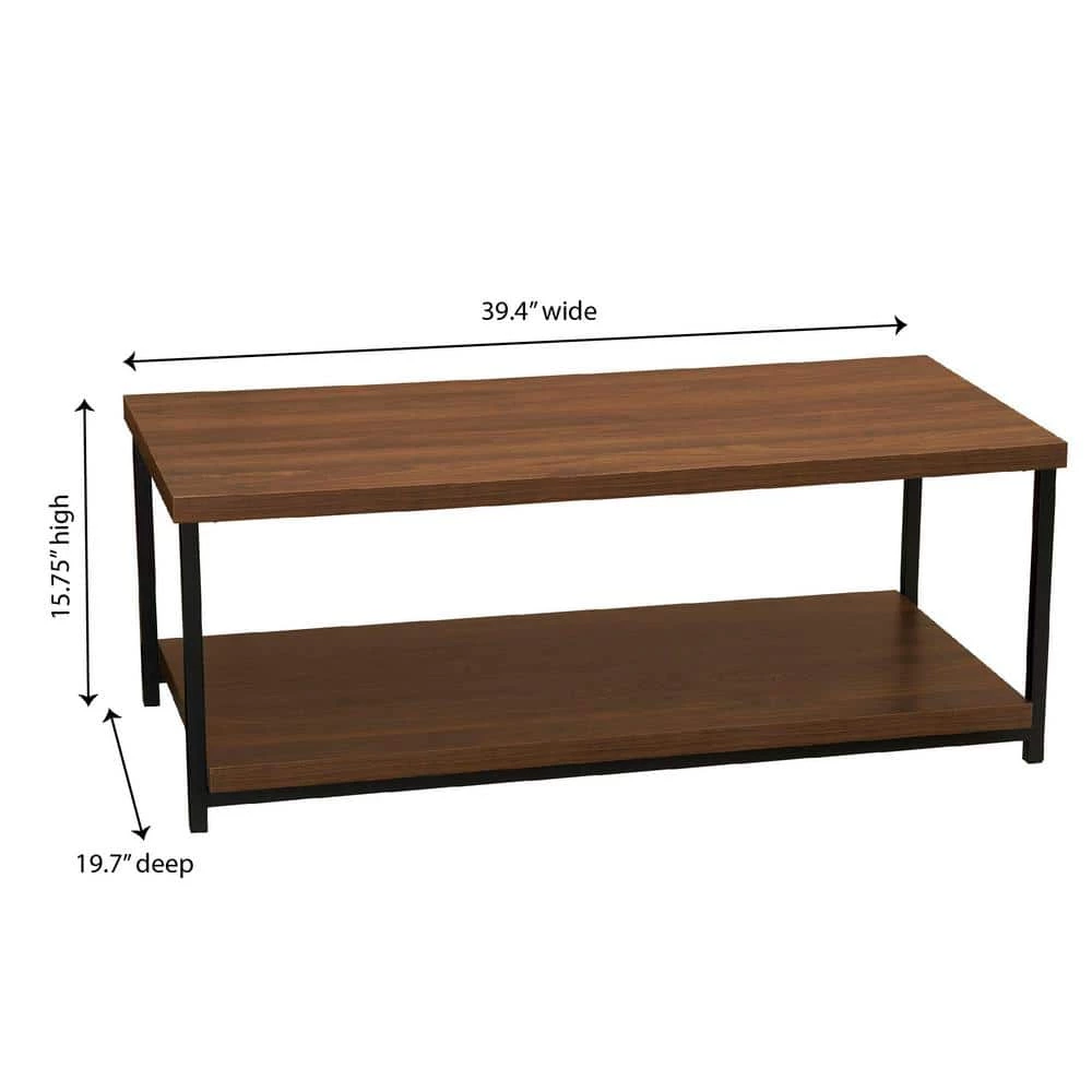 39.4 in. Mid-Century Walnut Rectangular MDF Coffee Table by HOUSEHOLD ESSENTIALS 6 39.4 in. Mid-Century Walnut Rectangular MDF Coffee Table by HOUSEHOLD ESSENTIALS - Image 4