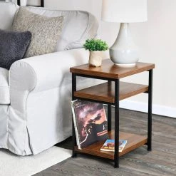 17.5 in. W 3-Tier End Table Mid-Century Walnut by HOUSEHOLD ESSENTIALS 15 17.5 in. W 3-Tier End Table Mid-Century Walnut by HOUSEHOLD ESSENTIALS -Richelieu Hardware Sales mid century walnut household essentials end side tables 8122 1 31 1000