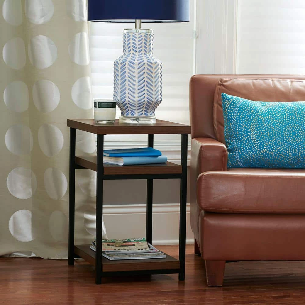 17.5 in. W 3-Tier End Table Mid-Century Walnut by HOUSEHOLD ESSENTIALS 5 17.5 in. W 3-Tier End Table Mid-Century Walnut by HOUSEHOLD ESSENTIALS - Image 3