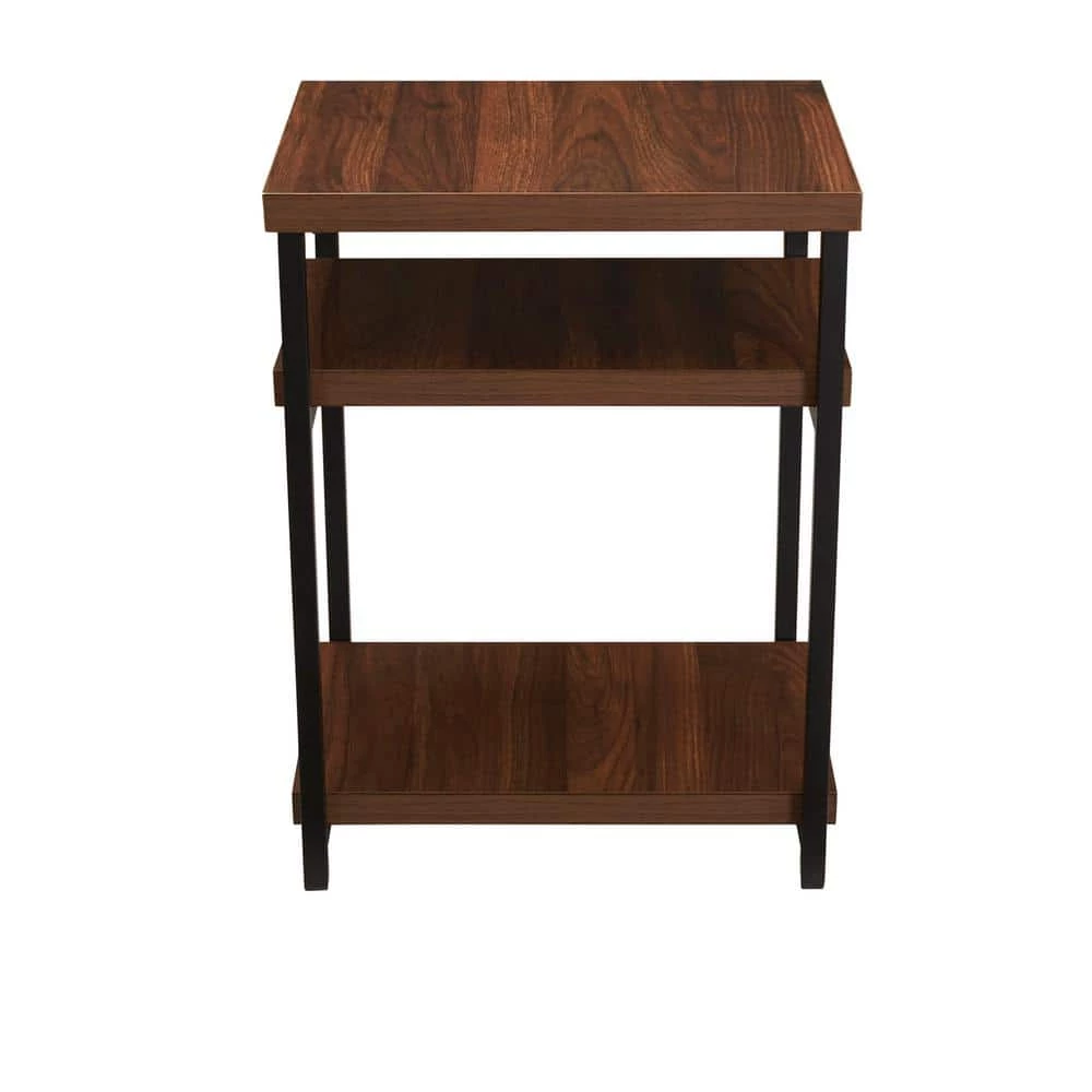17.5 in. W 3-Tier End Table Mid-Century Walnut by HOUSEHOLD ESSENTIALS 6 17.5 in. W 3-Tier End Table Mid-Century Walnut by HOUSEHOLD ESSENTIALS - Image 4