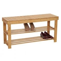 Natural with 2 -Shelf Storage Bench Seat by HOUSEHOLD ESSENTIALS -Richelieu Hardware Sales natural household essentials hall trees 2178 1 1f 1000