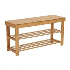 Natural with 2 -Shelf Storage Bench Seat by HOUSEHOLD ESSENTIALS -Richelieu Hardware Sales natural household essentials hall trees 2178 1 44 1000