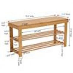 Natural with 2 -Shelf Storage Bench Seat by HOUSEHOLD ESSENTIALS -Richelieu Hardware Sales natural household essentials hall trees 2178 1 c3 1000