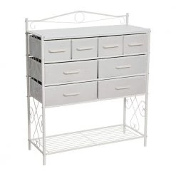 Victoria Scandinavian White 8-Drawer Storage Wide Chest 40.5 in. H x 33.25 in. W x 13 in. D by HOUSEHOLD ESSENTIALS