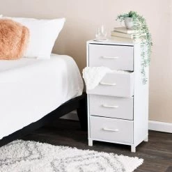 33.25 in. H x 16 in. W Narrow Hallway 4-Drawer Scandinavian White Chest by HOUSEHOLD ESSENTIALS 15 33.25 in. H x 16 in. W Narrow Hallway 4-Drawer Scandinavian White Chest by HOUSEHOLD ESSENTIALS -Richelieu Hardware Sales scandinavian white household essentials chest of drawers 8510 1 31 1000