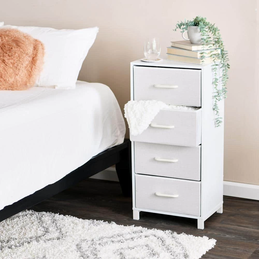 33.25 in. H x 16 in. W Narrow Hallway 4-Drawer Scandinavian White Chest by HOUSEHOLD ESSENTIALS 9 33.25 in. H x 16 in. W Narrow Hallway 4-Drawer Scandinavian White Chest by HOUSEHOLD ESSENTIALS - Image 7