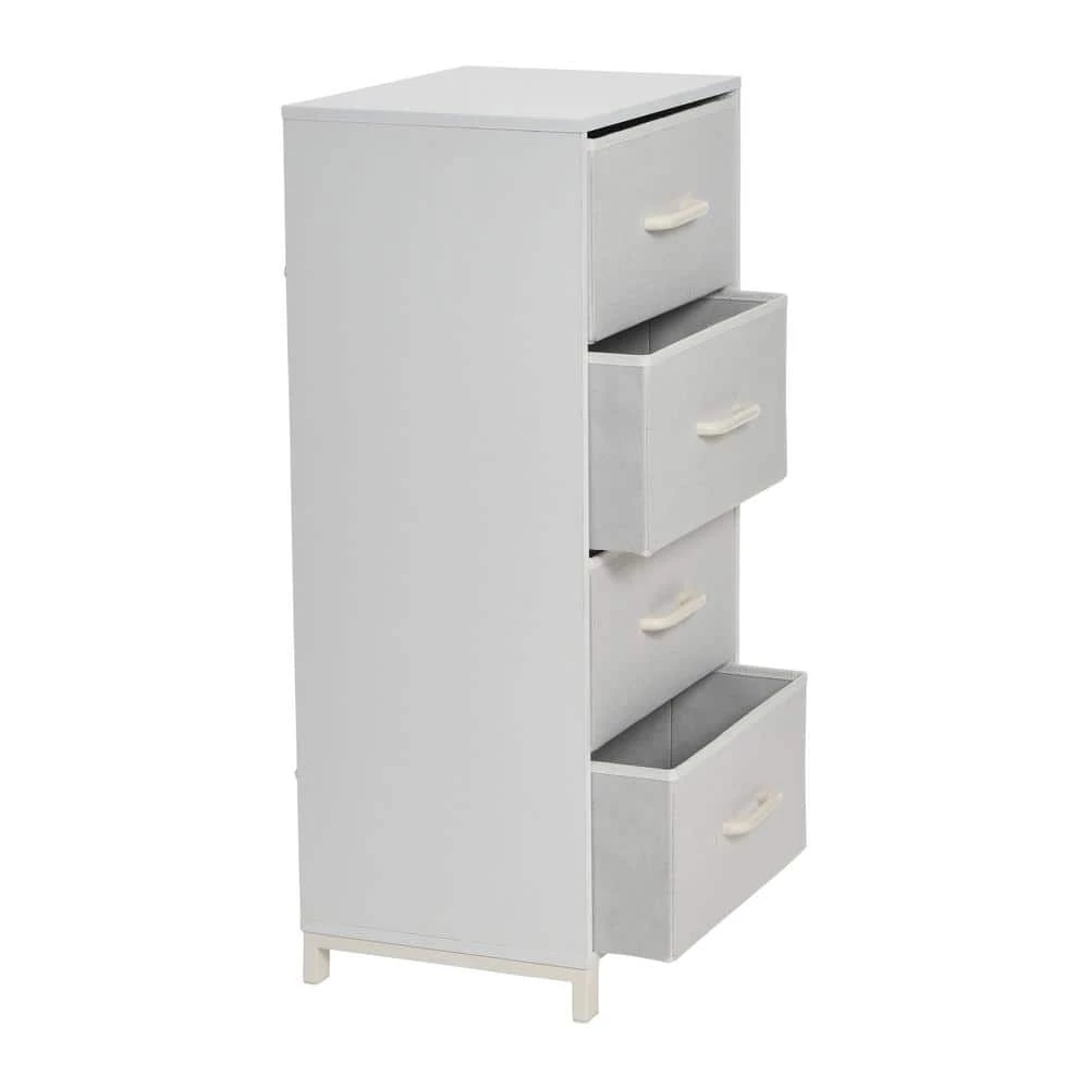 33.25 in. H x 16 in. W Narrow Hallway 4-Drawer Scandinavian White Chest by HOUSEHOLD ESSENTIALS 5 33.25 in. H x 16 in. W Narrow Hallway 4-Drawer Scandinavian White Chest by HOUSEHOLD ESSENTIALS - Image 3