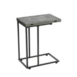 Jamestown Folding C Table, Square, Slate Concrete by HOUSEHOLD ESSENTIALS
