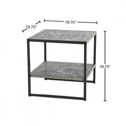 Jamestown 2 Tier End Table, Square, Slate Concrete, 19.7 in. Wide by HOUSEHOLD ESSENTIALS -Richelieu Hardware Sales slate concrete household essentials end side tables 8098 1 40 1000