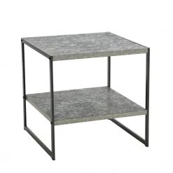 Jamestown 2 Tier End Table, Square, Slate Concrete, 19.7 in. Wide by HOUSEHOLD ESSENTIALS