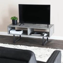 Jamestown Media Table, Rectangular, Holds a Maximum 60 in. Television, Slate Concrete, 39.4"W by HOUSEHOLD ESSENTIALS -Richelieu Hardware Sales slate concrete household essentials tv stands 8101 1 31 1000