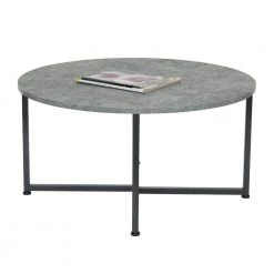 32 in. Slate Stone Medium Round Slate Coffee Table with Steel Frame with Low Profile by HOUSEHOLD ESSENTIALS -Richelieu Hardware Sales slate stone household essentials coffee tables 8096 1 1f 1000