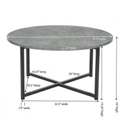 32 in. Slate Stone Medium Round Slate Coffee Table with Steel Frame with Low Profile by HOUSEHOLD ESSENTIALS -Richelieu Hardware Sales slate stone household essentials coffee tables 8096 1 4f 1000