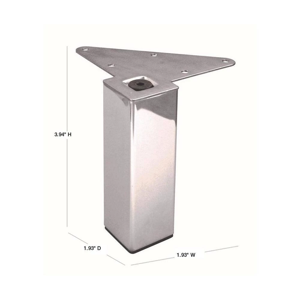 3 15/16 in. (100 mm) Stainless Steel Metal Square Furniture Leg with leveling Glide (4-Pack) by Richelieu Hardware 4 3 15/16 in. (100 mm) Stainless Steel Metal Square Furniture Leg with leveling Glide (4-Pack) by Richelieu Hardware - Image 2