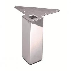 3 15/16 in. (100 mm) Stainless Steel Metal Square Furniture Leg with leveling Glide (4-Pack) by Richelieu Hardware