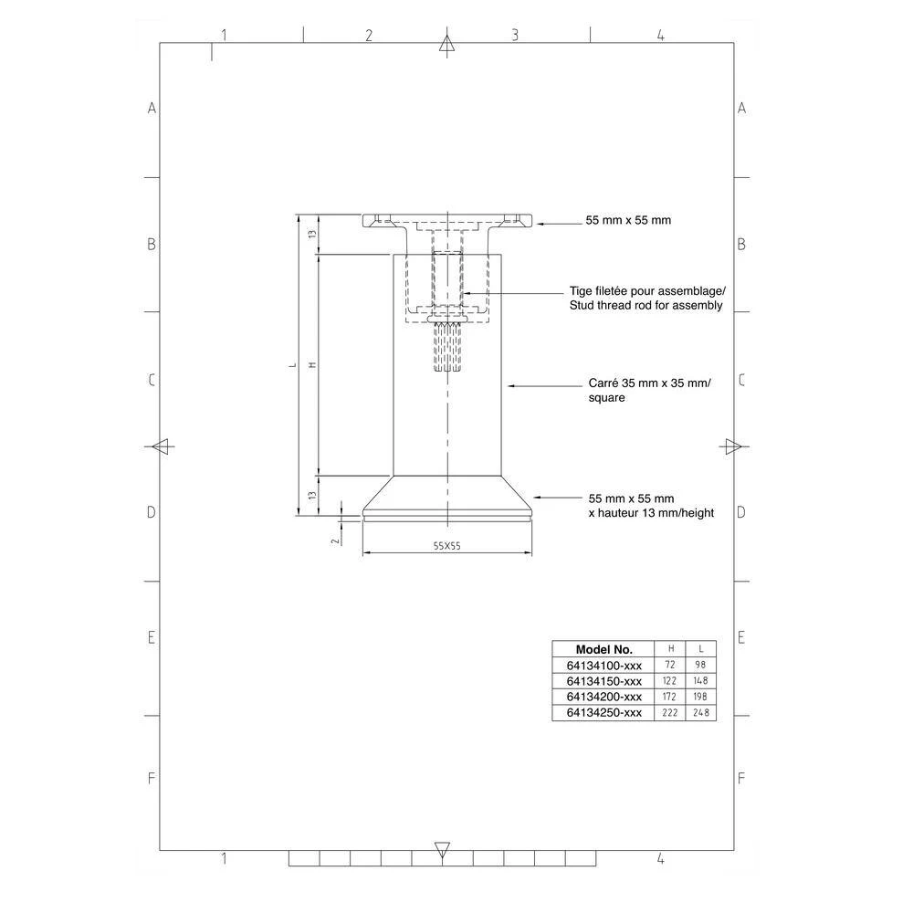5 15/16 in. (150 mm) Stainless Steel Aluminum Square Vintage Furniture Legs by Richelieu Hardware 9 5 15/16 in. (150 mm) Stainless Steel Aluminum Square Vintage Furniture Legs by Richelieu Hardware - Image 7