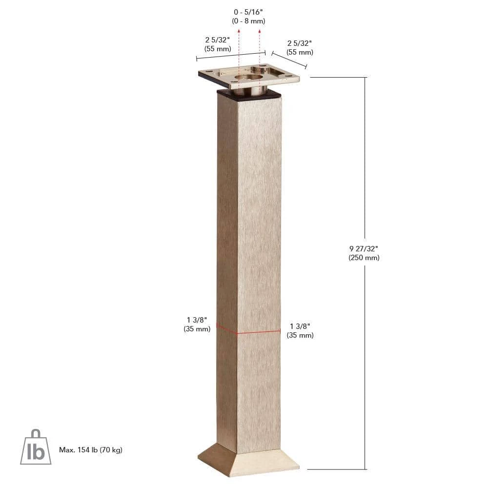 9 13/16 in. (250 mm) Stainless Steel Aluminum Square Vintage Furniture Legs by Richelieu Hardware 8 9 13/16 in. (250 mm) Stainless Steel Aluminum Square Vintage Furniture Legs by Richelieu Hardware - Image 6
