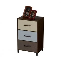 3-Drawer Walnut Laminate Finish Chest with Multi-Color Drawers 25.75 in. H x 16 in. W x 12 in. D by HOUSEHOLD ESSENTIALS -Richelieu Hardware Sales walnut household essentials chest of drawers 8013 1 1f 1000