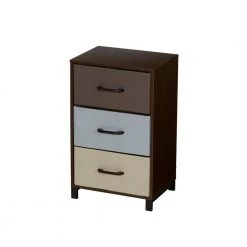 3-Drawer Walnut Laminate Finish Chest with Multi-Color Drawers 25.75 in. H x 16 in. W x 12 in. D by HOUSEHOLD ESSENTIALS -Richelieu Hardware Sales walnut household essentials chest of drawers 8013 1 44 1000