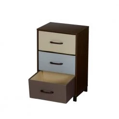 3-Drawer Walnut Laminate Finish Chest with Multi-Color Drawers 25.75 in. H x 16 in. W x 12 in. D by HOUSEHOLD ESSENTIALS -Richelieu Hardware Sales walnut household essentials chest of drawers 8013 1 77 1000
