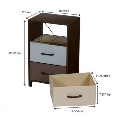 3-Drawer Walnut Laminate Finish Chest with Multi-Color Drawers 25.75 in. H x 16 in. W x 12 in. D by HOUSEHOLD ESSENTIALS -Richelieu Hardware Sales walnut household essentials chest of drawers 8013 1 c3 1000