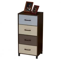 4-Drawer Walnut Laminate Finish Chest with Multicolor Drawers 16 in. W x 33.25 in. H x 12 in. D by HOUSEHOLD ESSENTIALS -Richelieu Hardware Sales walnut household essentials chest of drawers 8014 1 44 1000