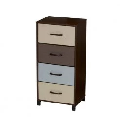 4-Drawer Walnut Laminate Finish Chest with Multicolor Drawers 16 in. W x 33.25 in. H x 12 in. D by HOUSEHOLD ESSENTIALS