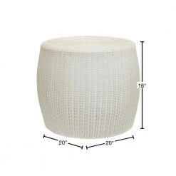 20 in. W White Resin Side Table Accent Table or Storage Container Durable Resin Wicker with Strong Metal Frame by HOUSEHOLD ESSENTIALS -Richelieu Hardware Sales white household essentials end side tables ml 5008 40 1000