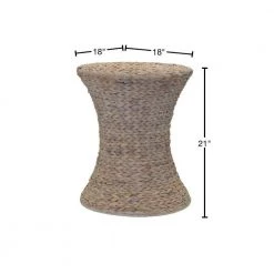 18 in. White Wash Hand-Woven Water Hyacinth Hourglass Shape Table by HOUSEHOLD ESSENTIALS -Richelieu Hardware Sales white wash household essentials end side tables ml 4148 40 1000